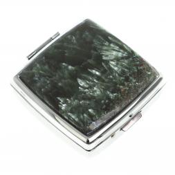 Таблетница на 2 отсека камень серафинит цвет серебро