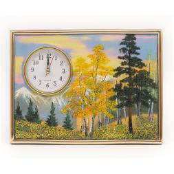 Настольные часы с панно на мдф "Осень" 20х15 см каменная крошка