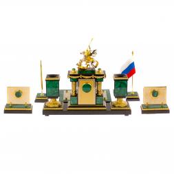 Письменный набор из малахита "Георгий Победоносец" Златоуст