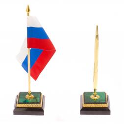 Письменный набор из малахита "Георгий Победоносец" Златоуст