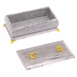 Шкатулка &amp;quot;Дуэт&amp;quot; из серого мрамора 19х9,5х8 см