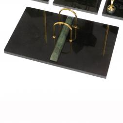 Настольный набор с гербом и флагом России камень офиокальцит