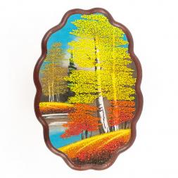 Панно овальное "Осень" 25х16 см каменная крошка