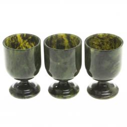 Набор рюмок из нефрита 3 шт 40мл 4,3х6,5 см