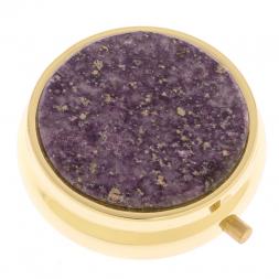 Таблетница на 3 отделения камень флюорит цвет золото