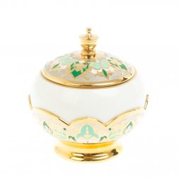 Чайный набор "Кубачинские узоры" с зеленой эмалью Златоуст