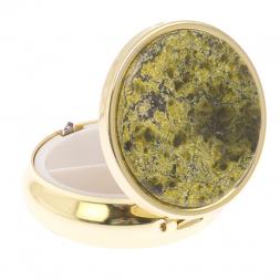 Таблетница на 3 отсека камень змеевик цвет золото