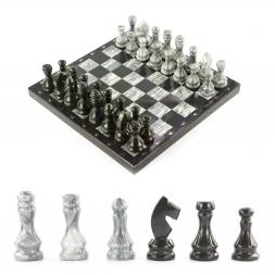 Шахматы из камня "Традиционные" мрамор змеевик 38х38 см