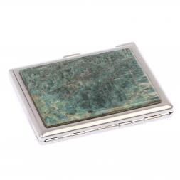 Портсигар на 10 сигарет с зажигалкой камень голубой апатит