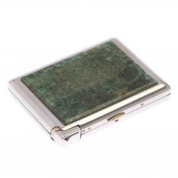 Портсигар на 20 сигарет с зажигалкой камень зеленый апатит