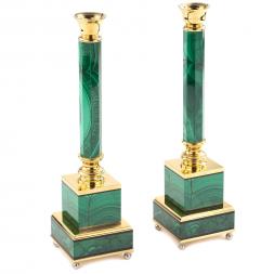 Каминные часы с подсвечниками из малахита