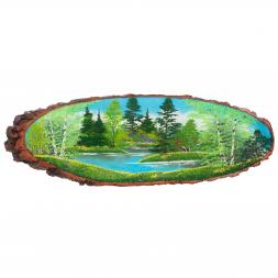 Панно на срезе дерева "Лето" горизонтальное 105-110 см каменная крошка