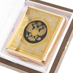 Портсигар с гравировкой "Герб России" Златоуст