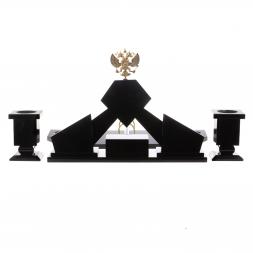 Письменный набор "Герб" с лотком для бумаг А4 и бюваром камень змеевик