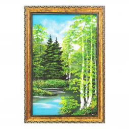 Картина "Летний пейзаж" багет 24х34 см, каменная крошка