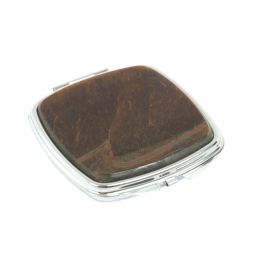 Зеркальце карманное складное из тигрового глаза цвет серебро