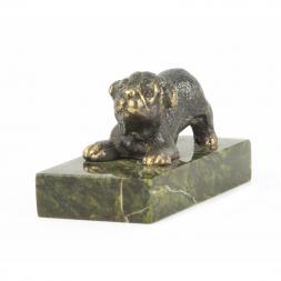 Статуэтка из бронзы и змеевика &quot;Собачка малая №4&quot;