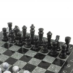 Шахматы с гравировкой "Турнирные" доска 36х36 см мрамор змеевик