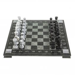 Шахматы с гравировкой "Турнирные" доска 36х36 см мрамор змеевик