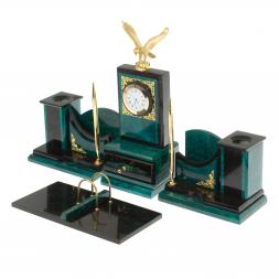 Настольный набор "Горный орел" змеевик темно-зеленый