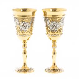 Фужеры для вина "Лилия" 2 шт с фианитами 70 мл Златоуст