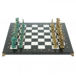 Шахматы "Средневековые рыцари" фигуры бронза / патина 44х44 см мрамор