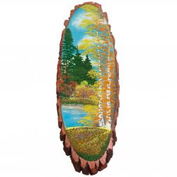 Панно на срезе дерева "Осень" вертикальное 100-105 см каменная крошка