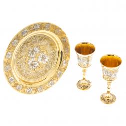 Набор фужеров на подносе "Лилии" 70 мл Златоуст