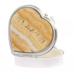 Таблетница "Сердце" на 3 отделения камень оникс цвет серебро