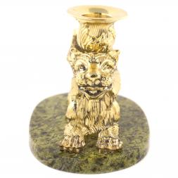 Настольный подсвечник "Грифон" из бронзы и камня