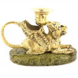 Настольный подсвечник "Грифон" из бронзы и камня