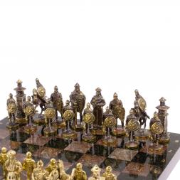 Шахматы настольные "Богатыри" змеевик креноид доска 40х40 см