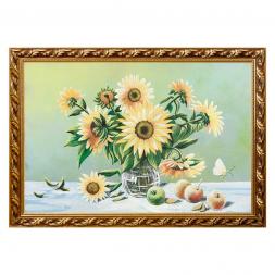 Картина "Натюрморт подсолнухи" багет 46х66 см рисунок каменная крошка