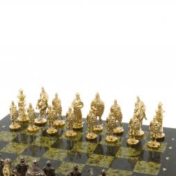 Шахматы сувенирные "Богатыри" змеевик доска 44х44 см