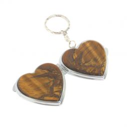 Складное зеркало брелок тигровый глаз Сердце