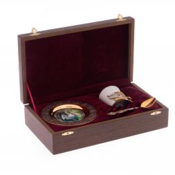 Кофейная пара "Белый лебедь" 80 мл в подарочной коробке Златоуст