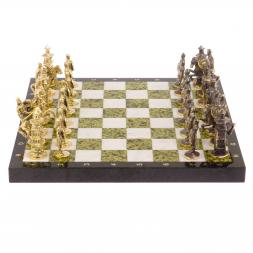 Шахматы "Богатыри" мрамор змеевик доска 40х40 см