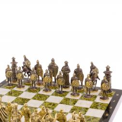 Шахматы "Богатыри" мрамор змеевик доска 40х40 см