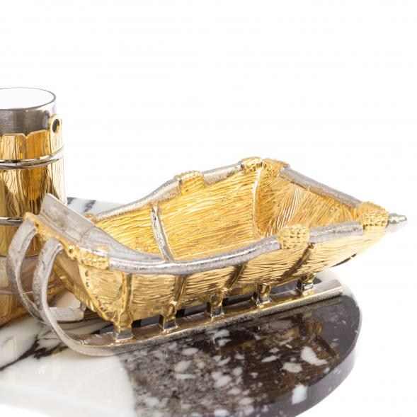 Икорница со стопками &amp;quot;Рыбак с санями&amp;quot; камень агат, мрамор Златоуст 126520