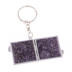 Складное зеркало брелок из сиреневого флюорита квадратное