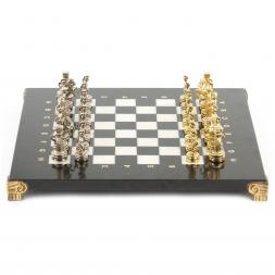 Шахматный набор "Римляне" доска 28х28 см мрамор змеевик фигуры цвет золото-серебро