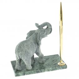Статуэтка из мрамолита "Слон" на подставке из змеевика