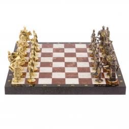 Шахматы подарочные "Богатыри" мрамор лемезит доска 40х40 см