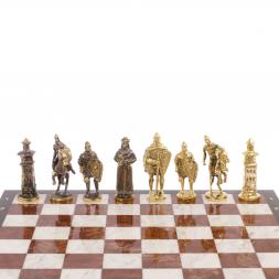 Шахматы подарочные "Богатыри" мрамор лемезит доска 40х40 см