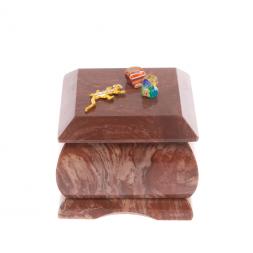 Шкатулка из лемезита "Ящерица со стразами" 6,5х6,5х5 см