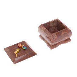 Шкатулка из лемезита "Ящерица со стразами" 6,5х6,5х5 см