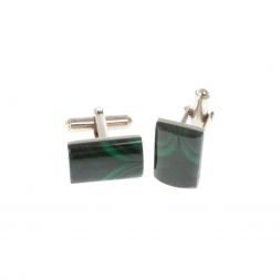 Запонки камень малахит прямоугольные малые