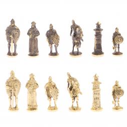 Шахматы в подарок "Богатыри" змеевик серый мрамор 40х40 см