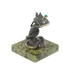 Бронзовая статуэтка "Змея - царевна" на змеевике