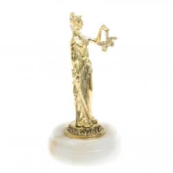 Статуэтка "Фемида" из бронзы на подставке из кварца